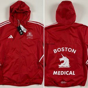 NWT Adidas 2023 Boston Marathon Medical Windbreaker Jacket Mens Medium Hooded